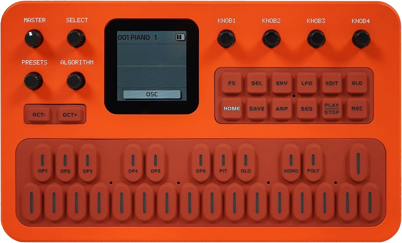 M-VAVE FM-1 in Orange: Signal-orange body, brick-red keys